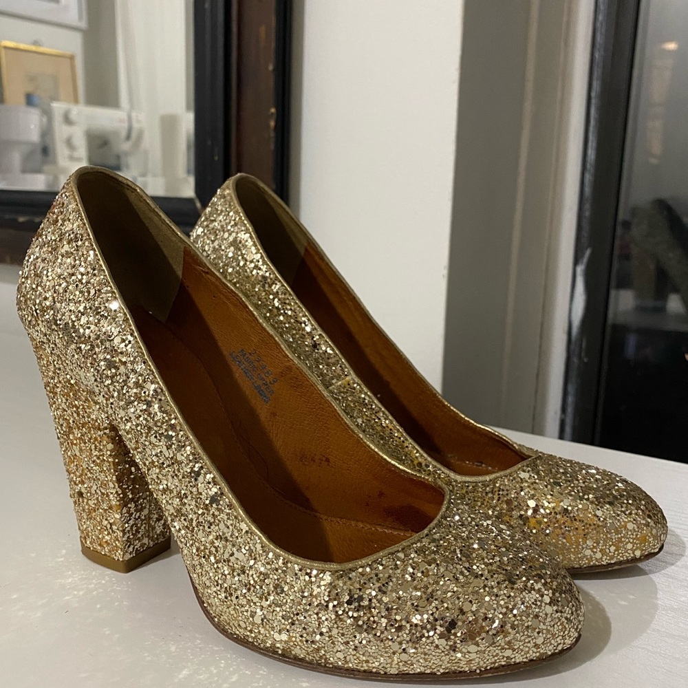 Madewell Gold Glitter Frankie Pumps